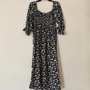 elloh. Chic Black Floral Long Sleeve Dress